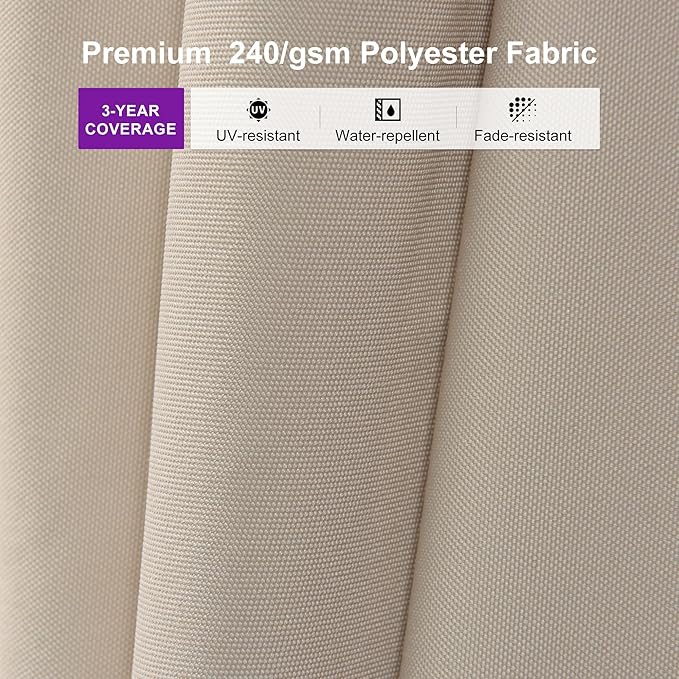 PURPLE LEAF 9' × 11.5' Patio Cantilever Umbrella with Base Outdoor Rectangle Adjustable Offset Umbrellas with 360-degree Rotation and 8 Heavy Duty Metal Ribs for Garden Deck Pool Beige