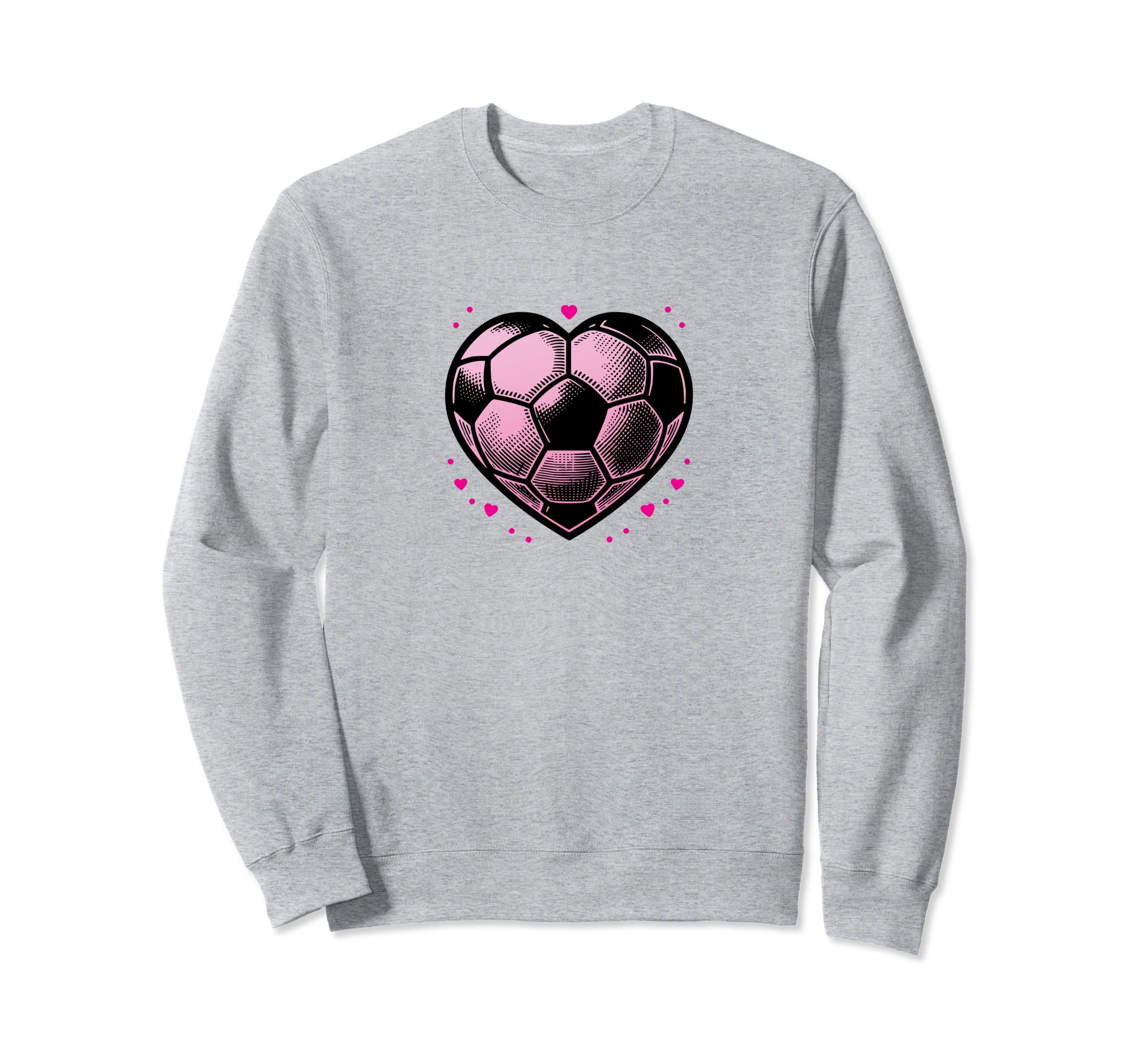 Soccer Ball Hearts Mom Fan Casual Sweatshirt - Trendy Graphic for Adults
