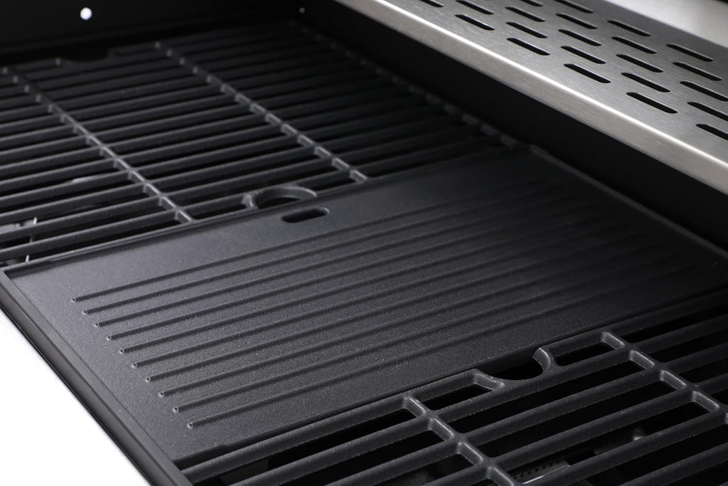 6-Burner Propane Gas BBQ Grill with Side Burner, 57,300 BTU Output, Enameled Cast Iron Grates, Heavy-Duty Stainless Steel Outdoor Grill for Backyard Barbecue