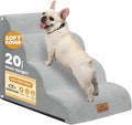 Dog Ramp and Stair for Bed 16" H-20 H,3-Step Cat Stair for Sofa and Chair,4-Step Dog Ramp for High Bed and Window,Durable Nonslip Fabric Cover for Indoor (Light Grey-20 H, Pet Friendly, 4)