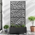 Casaphoria Metal Raised Garden Bed with Trellis and Wheels, 72"x35"x16" Planter Box for Climbing Plants, Vegetables & Vines, Features Drainage Holes and Privacy Screen (Black-Net)