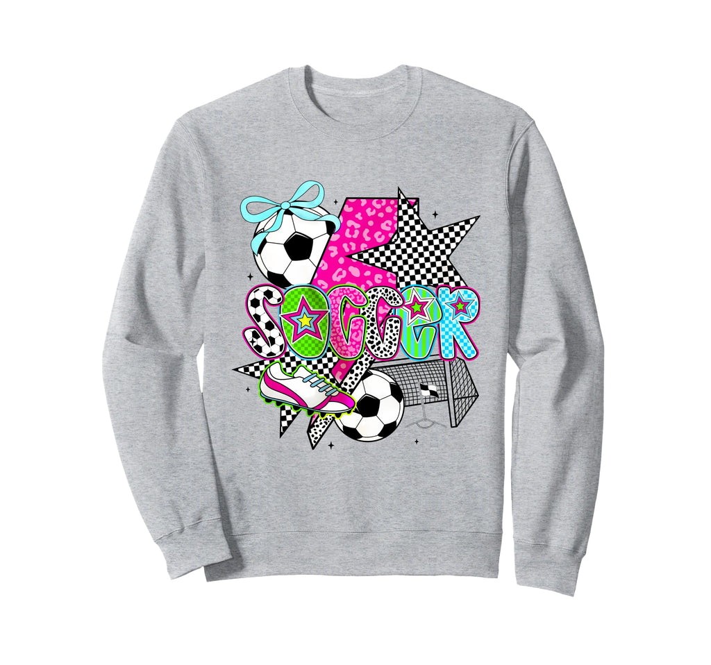 Preppy Checkered Soccer Funny Soccer Sweatshirt - Aesthetic Graphic Unisex