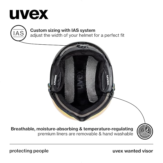 uvex Wanted Visor ski Helmet for Women & Men - Adjustable Helmet with Integrated Visor