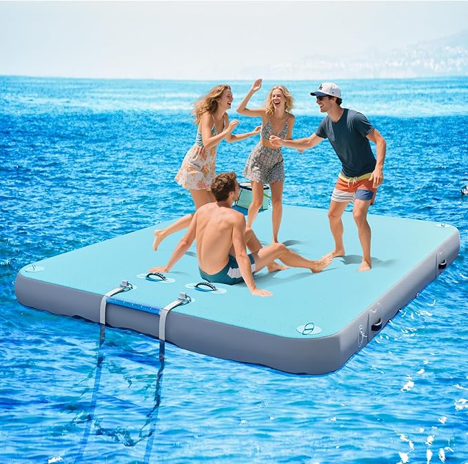 Specraft Inflatable Floating Dock, Non-Slip Air Dock Platform loating Island Raft with Rope Ladder for Pool Lake Beach Ocean