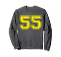 Number 55 Varsity Distressed Sweatshirt - Streetwear Style for Adults