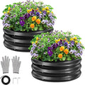 GreatBuddy 2x2x1 ft Round Galvanized Raised Bed, Easy-Assembly Raised Garden Bed with Anti-Cut Gloves & Tools, Rust-Proof Garden Bed for Outdoor, Vegetables, Herbs, Small Trees, Black