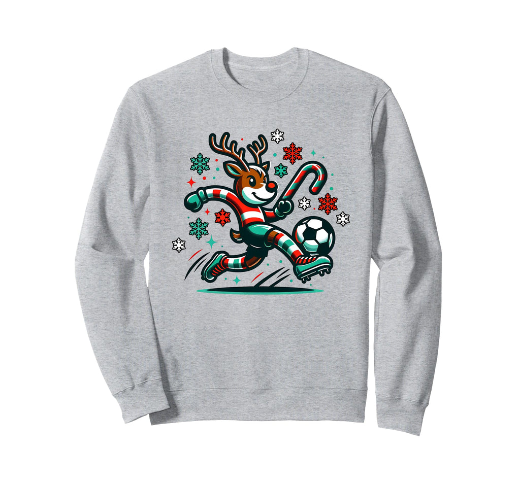 Reindeer Playing Soccer Sports Sweatshirt - Custom Art Print Unisex