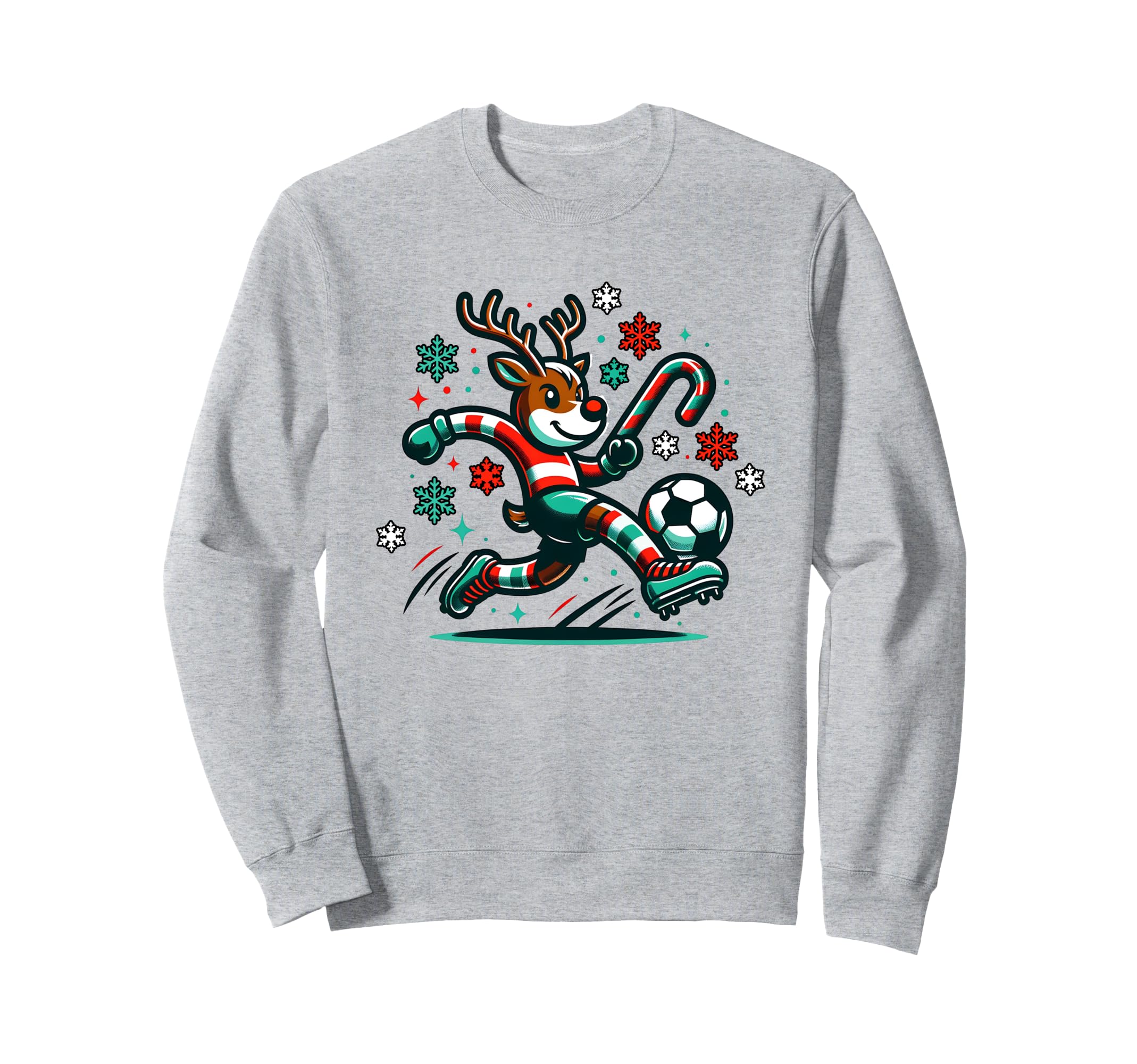 Reindeer Playing Soccer Sports Sweatshirt - Custom Art Print Unisex