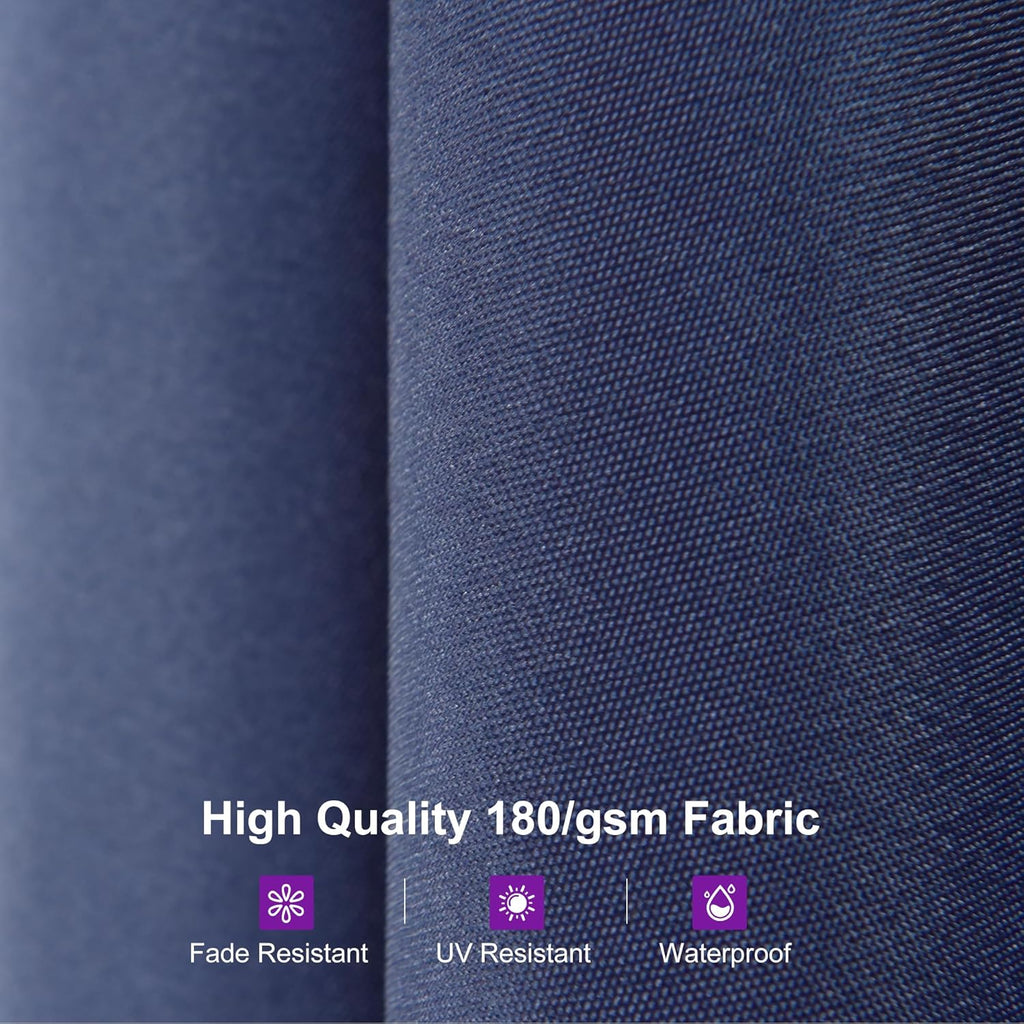 PURPLE LEAF 14ft Patio Umbrella with Solar Lights Outdoor Double-Side Market Umbrella with Base Included Rectangle Table Umbrella for Pool Garden Backyard, Navy blue