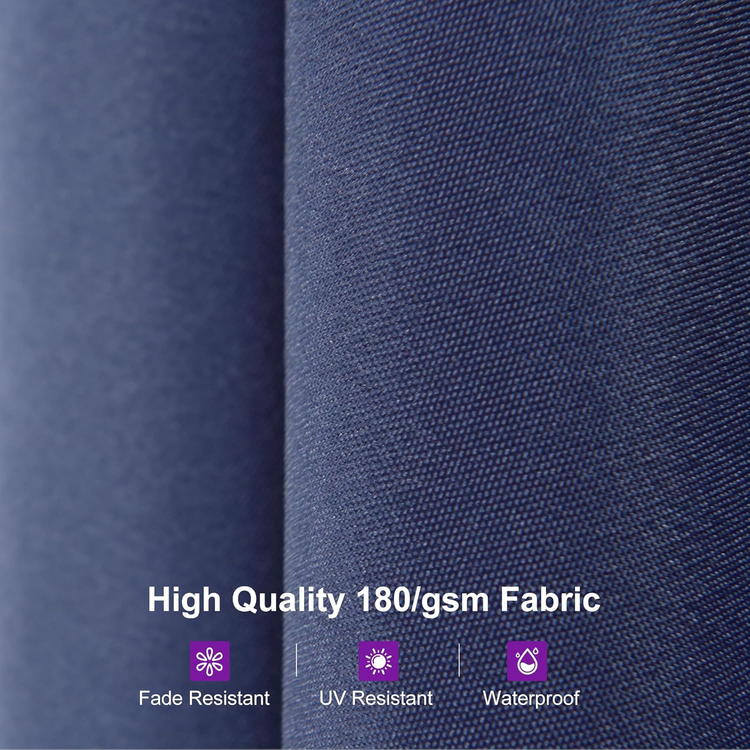 PURPLE LEAF 14ft Patio Umbrella with Solar Lights Outdoor Double-Side Market Umbrella with Base Included Rectangle Table Umbrella for Pool Garden Backyard, Navy blue