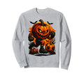 Halloween Pumpkin Showing Soccer Sweatshirt - Unique Graphic for Adults
