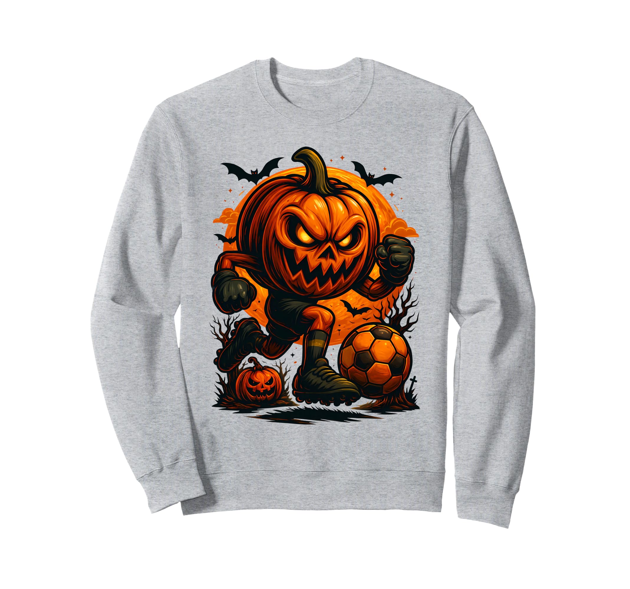 Halloween Pumpkin Showing Soccer Sweatshirt - Unique Graphic for Adults