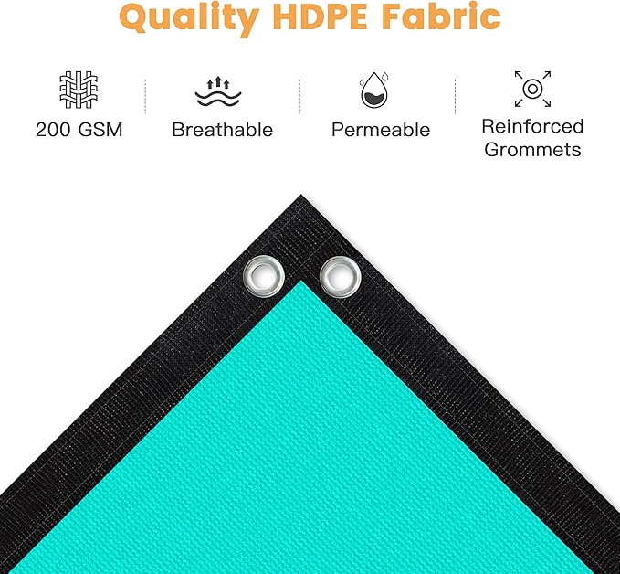 VICLLAX Shade Fabric Sun Shade Cloth with Every 2 FT Grommets for Patio Garden Pergola Cover Canopy 3x7 FT, Turquoise