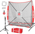 6'X6' Baseball Softball Practice Net,Pitching Net,Batting Net,with Bonus Strike Zone,Target and Bow Frame,for Hitting,Pitching,Catching