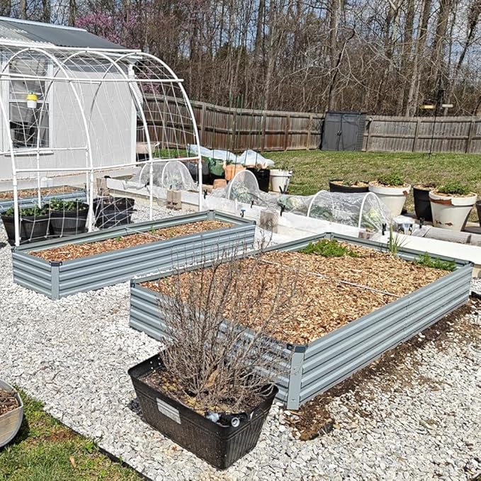 12x2x1ft(2 Pack) Galvanized Raised Garden Bed,Outdoor Planter Box Metal Patio Kit Planting Bed for Vegetables Flowers Herb,Grey