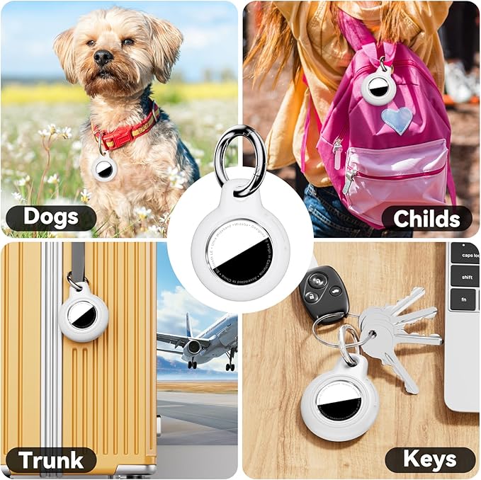 Upgrade Waterproof 2 Pack Airtags Holder with Apple Airtags Keychain, Hard PC Air Tag Case, Anti-Scratch & Shock Air tag Holder, Men's Women's Keyrings & Keychains-White+Mint Green