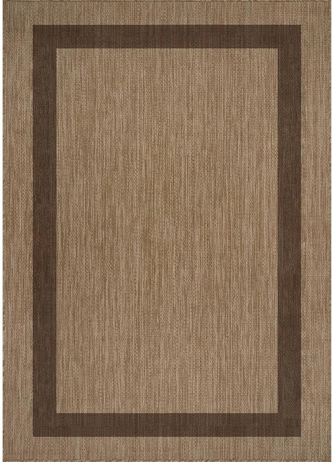CAMILSON Outdoor Rug 9x12 - Large Modern Outside Rugs for Patios Porches Waterproof Durable Washable Non-Shedding, Easy-to-Clean Indoor Outdoor Area Carpet (9 x 12, Bordered - Jute)
