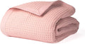Salt Earth GOTS Certified 100% Organic Cotton Throw Blanket, 108"X90" Blankets & Throws for Bed, Throw Blanket for Couch,Modern & Cozy Blanket, All Season Waffle Blanket, Soft Blanket (Misty Rose)