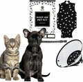 Cat Recovery Cone Kit Post Surgical Soft Pet Vest, Collar, and Non-Irritating Protection Cone for Cats - Comfortable Injury Care Solution (Black with White Paws, Small)