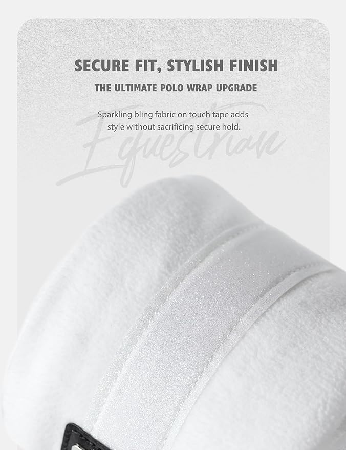 Harrison Howard Horse Polo Wraps Upgrade with Bling Leg Wraps for Horses 4-Pack Fleece Leg Wraps Stable Supplies White L