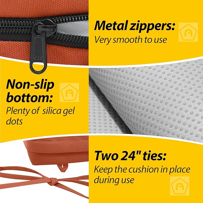 AAAAAcessories Outdoor Seat Cushions for Chairs, Waterproof, Fade-Resistant Patio Furniture Replacement Cushions, 18" x 18" x 2", Set of 2, Rust