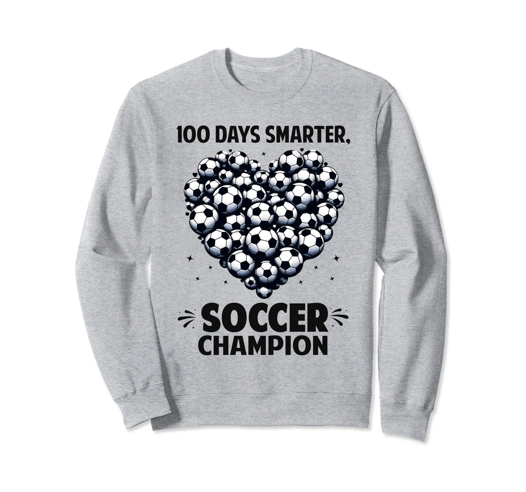 100 Days School Soccer Heart Love Sweatshirt - Graphic Print for Adults