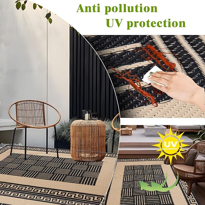 Outdoor Rug 5x8 ft Waterproof, Reversible Outdoor Plastic Straw Rug for Patios Clearance, Outdoor Area Rug Carpet RV Mat for Camping Backyard Deck Porch