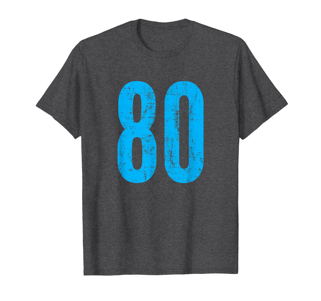 Number 80 Distressed Sport Team Player T-Shirt - Fun Novelty Design Unisex