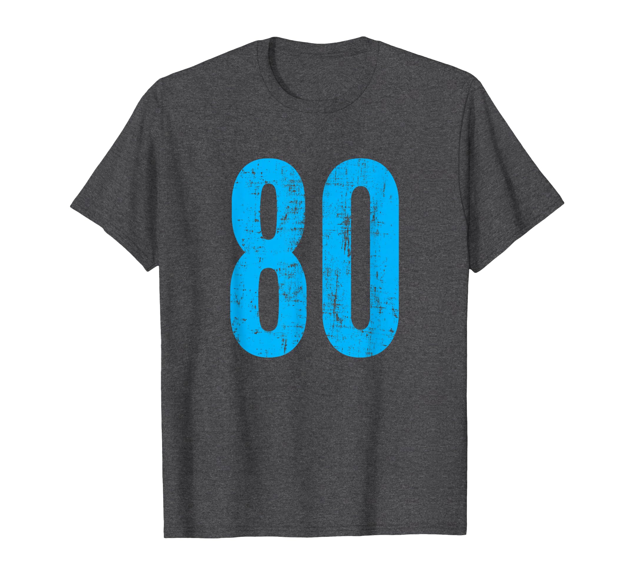 Number 80 Distressed Sport Team Player T-Shirt - Fun Novelty Design Unisex