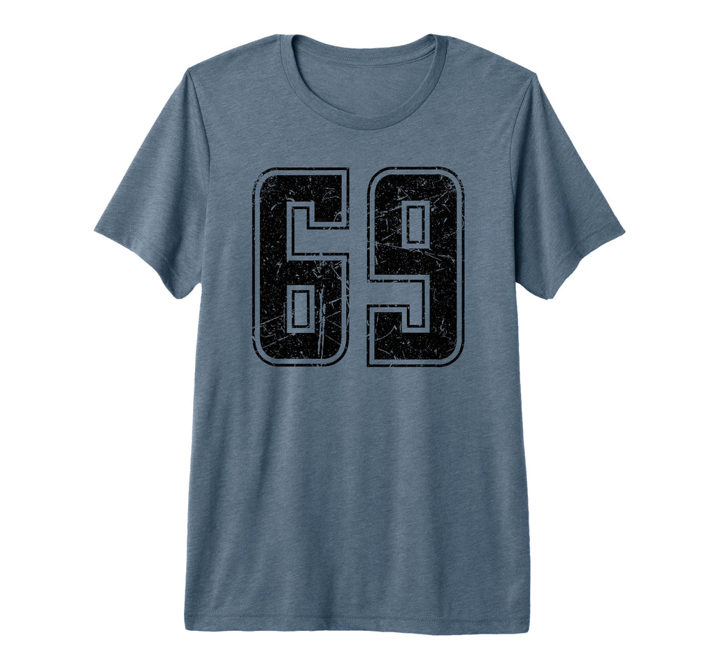 Number 69 Distressed Grunge Jersey T-Shirt - Custom Art Print Men Women