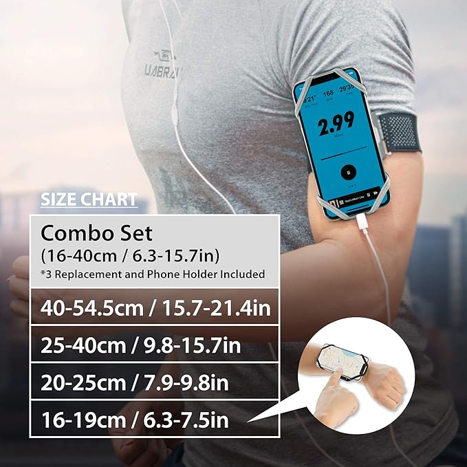 BONE Run Tie, Running Cell Phone Holder, Skin-Friendly & Washable Silicone Sport Armband, Universal Workout Phone Carrier Compatible with Most Smartphone (Gray - Size S/Arm Size 7.9-9.8'')