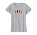 Heartbeat Romanian Flag Romania T-Shirt - Fun Novelty Design Men Women