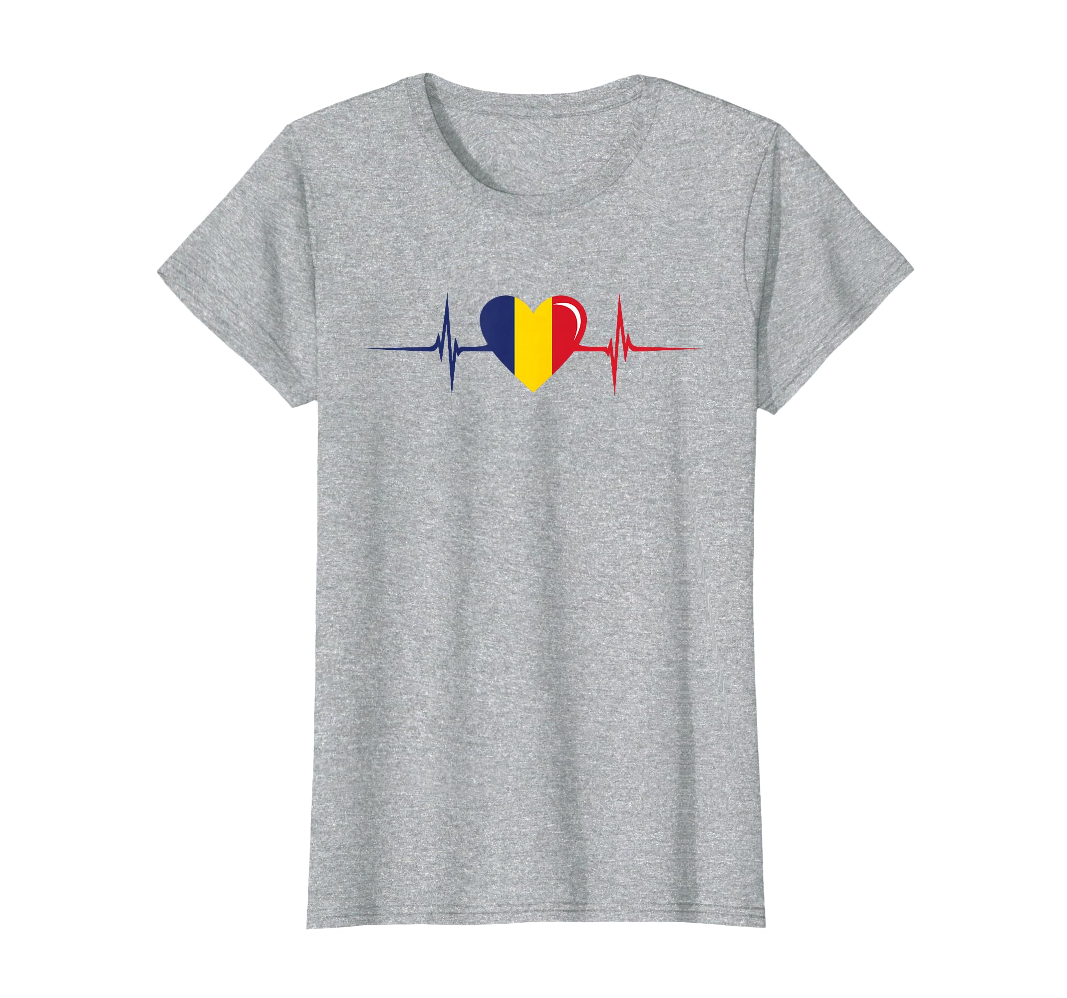Heartbeat Romanian Flag Romania T-Shirt - Fun Novelty Design Men Women