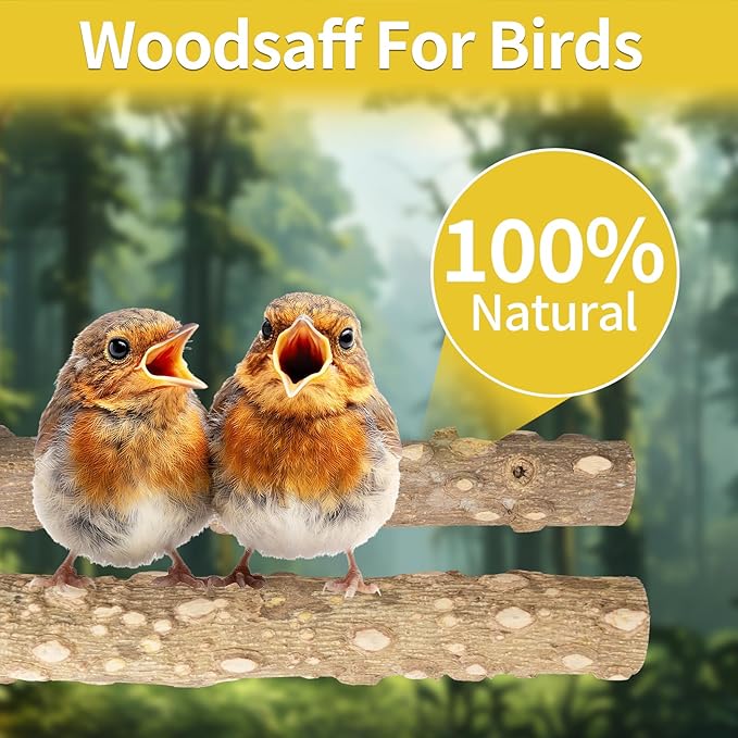 Bird Perches, 6PCS Natural Wood Birds Perch Stand Set, Parakeet Toys, Bird Cage Accessories, Stand & Toys for Parakeets, Cockatiels, Conure, Budgies