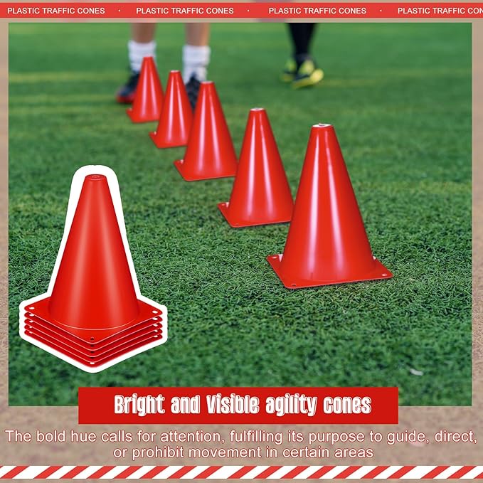Syhood 30 Pack 7 Inch Plastic Traffic Cones Sports Training Agility Marker Mini Cones for Soccer, Skating, Football, Basketball, Indoor and Outdoor Games Sports Practice Equipment