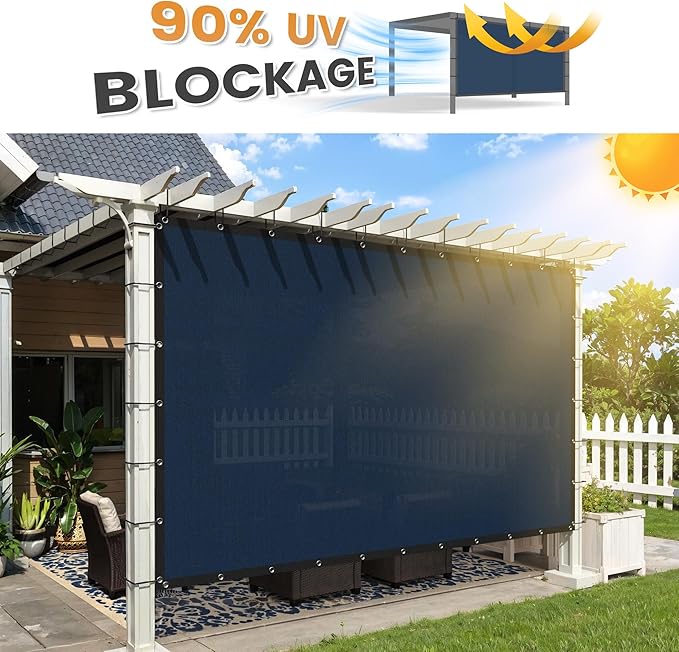 VICLLAX Shade Fabric Sun Shade Cloth with Every 2 FT Grommets for Patio Garden Pergola Cover Canopy 4x7 FT, Dark Blue