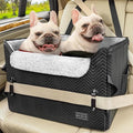 PETSFIT Dog Car Seat Medium Sized Dog, Waterproof PU Leather Dog Seat for Car with Patented Safe Buckles, 2 Clip-On Safety Leashes, Suitable for 2 Small Dogs (Medium, Black)