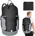 BALEINE 120L Laundry Bag Backpack, 900D Oxford Fabric Large Travel Laundry Bags with Shoulder Straps and 2 Mesh Pockets for College Dorm, Apartment, Laundromat (Black, 120L)