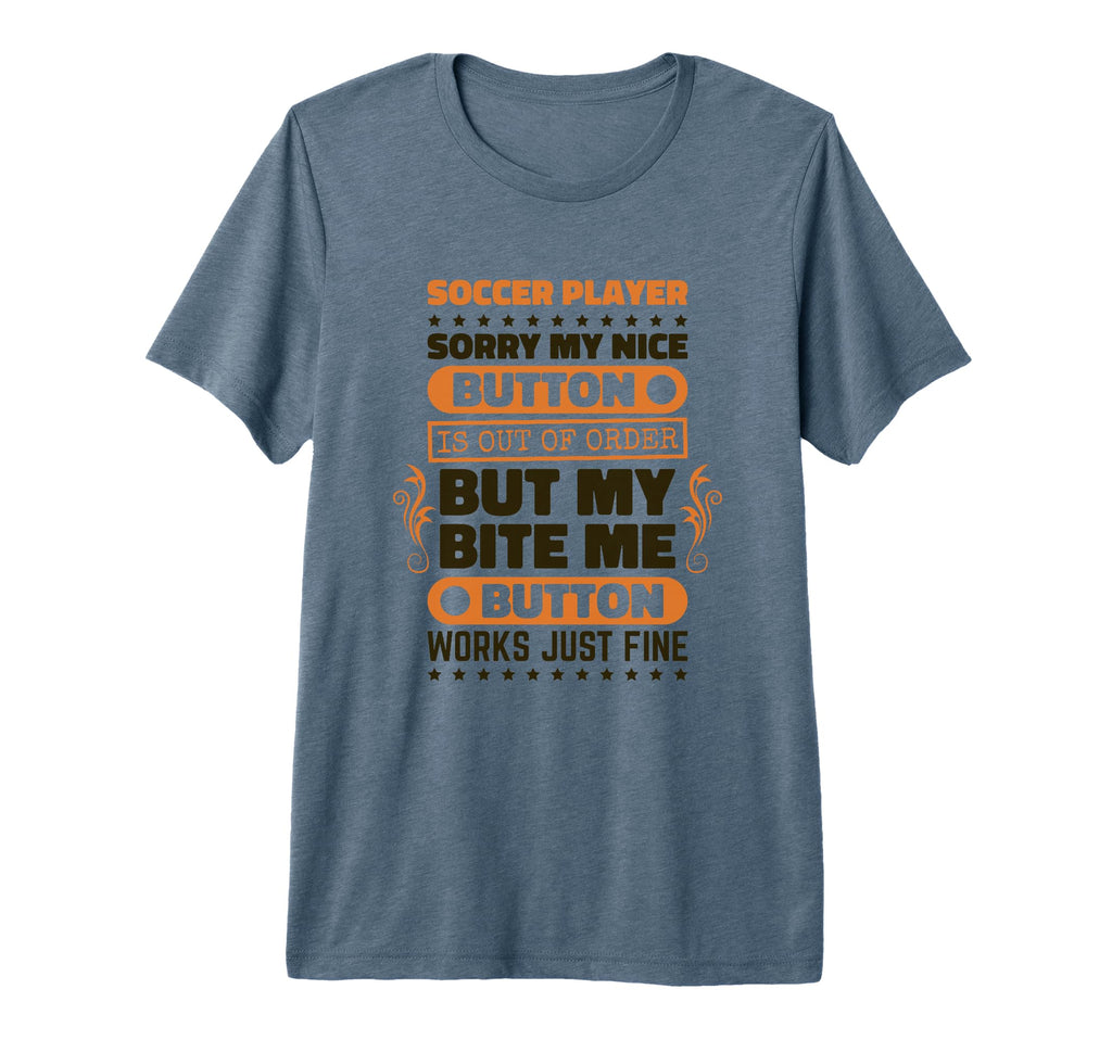 Bite Button Works Soccer Players T-Shirt - Fun Novelty Design Unisex