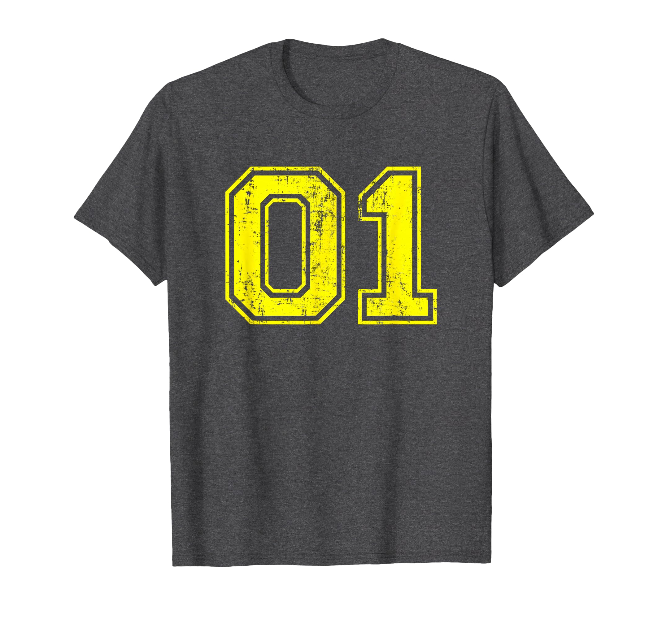 Number 01 One Varsity Distressed Sport T-Shirt - Novelty Apparel Men Women