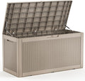 102 Gallon Outdoor Storage Box Waterproof, UV Resistant Resin Deck Box with Hydraulic Rod, Lockable Design and Enhanced Durability for Patio, Garden, and Poolside Use
