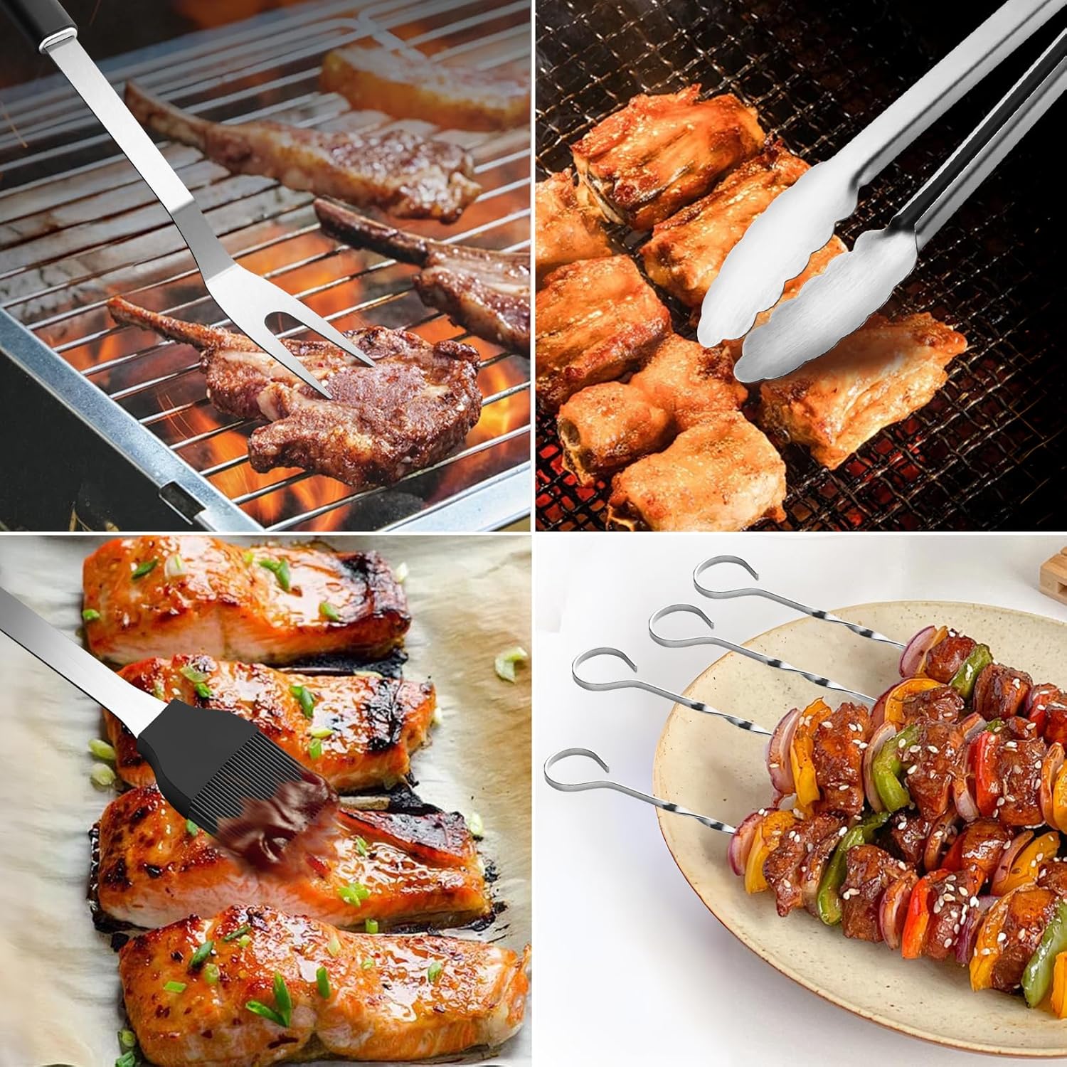 BBQ Accessories Grill Tools Set,Stainless Steel Barbecue Grill Accessories for Outdoor Grill,Professional Barbecue Utensils Grilling Accessories for Camping/Backyard,Grilling Gifts for Men/Women