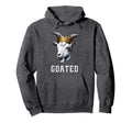 Goated Funny Goat Wearing Crown Sarcastic Hoodie - Graphic Print Men Women