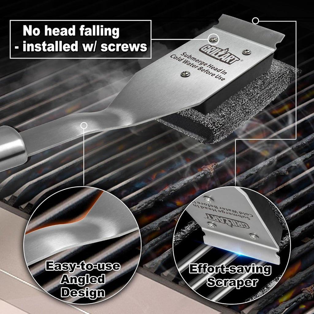 GRILLART Grill Brush Bristle Free Replacement Head - 2PCS