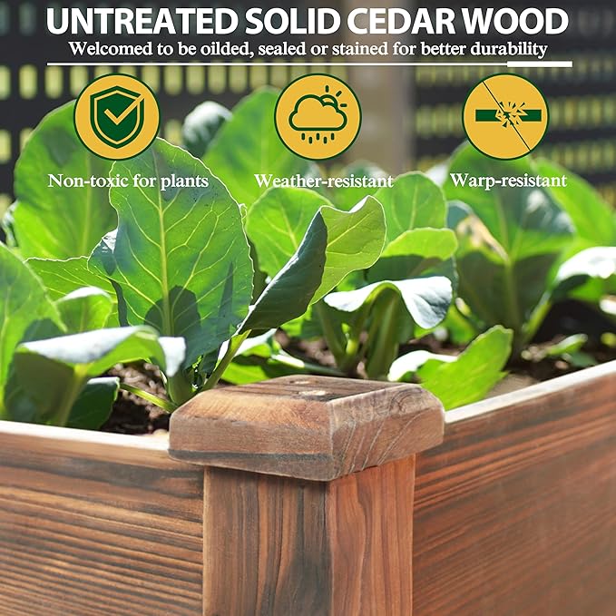 MUPATER 4' x 2' Raised Garden Bed, Raised Garden Bed with Four Legs & Elevated Planter Box and Drainage Holes for Herbs and Vegetables, Outdoor and Indoor, Rustic