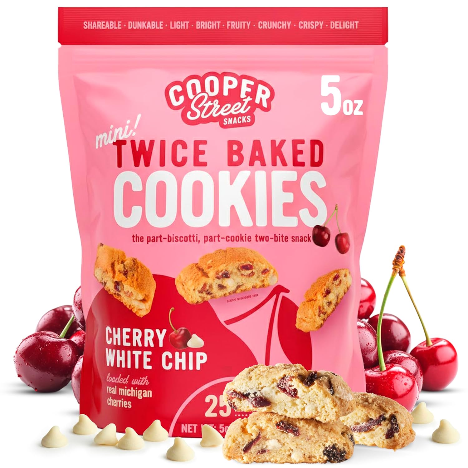 Cooper Street Cookies, Michigan Cherry White Chocolate, 5 Oz. (Pack of 6)
