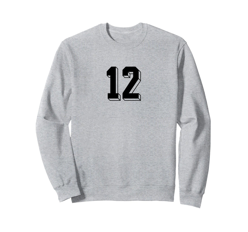 Number 12 80S 90S Soccer Team Sweatshirt - Minimalist Print for Adults