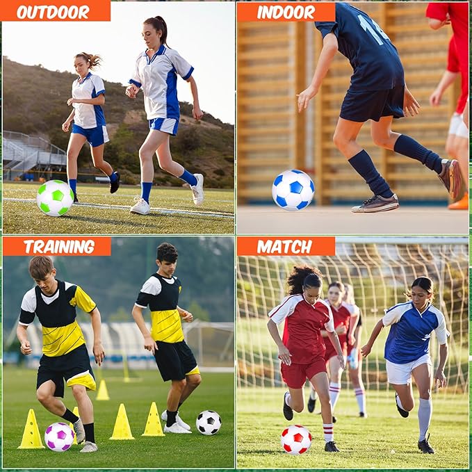 Sotiff 24 Pcs Size 5/4 Soccer Ball Bulk with 24 Pump Deflated Soccer Balls for Kids Teen Football Bulk for Game Training School Team Sports Adults Player Practice Outdoor