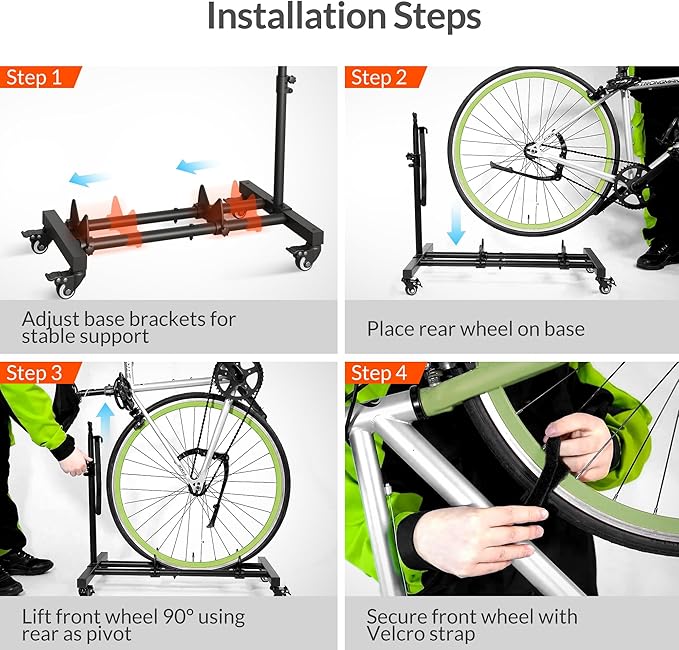 Vertical Bike Stand, Freestanding Indoor Bike Storage Rack Upright Bicycle Floor Stand Indoor Bike Holder with Adjustable Height for Garage & Apartment - for Wheels Sizes up to 29”