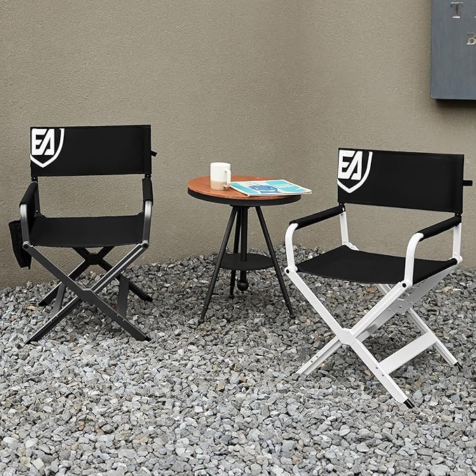 Ever Advanced Lightweight Aluminum Director's Chair, Black and Grey, 350lb Capacity